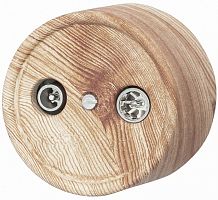 Розетка-ретро TV+R+SAT Проходная пластик Bironi Лизетта 2-м. карельская сосна картинка